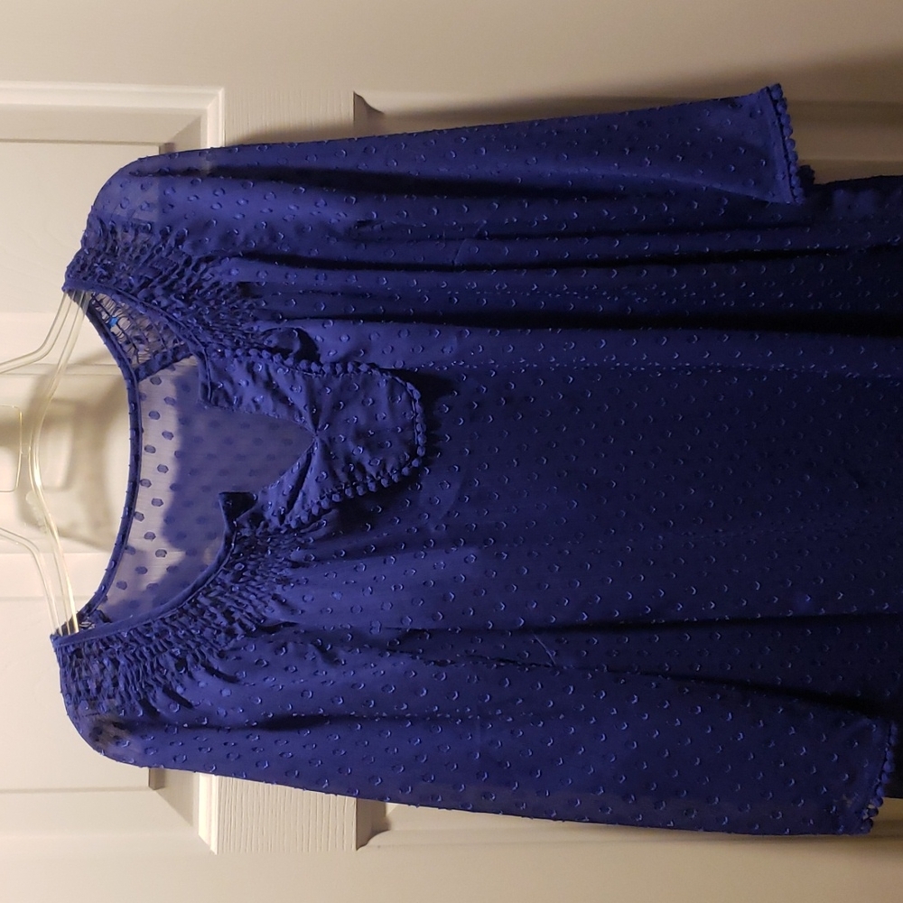 Periwinkle pullover 3/4 length sleeve blouse with matching tank
